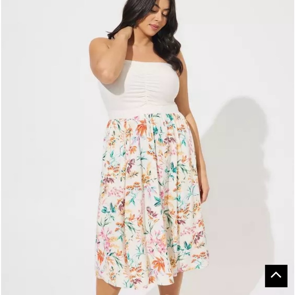 Torrid Midi Jersey Challis Sweetheart Tube Dress up - Picture 6 of 9